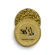Imperial Gold caviar tin showing golden amber pearls