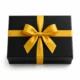 Luxuriöse schwarze Geschenkbox mit goldener Schleife