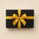 Luxury black caviar gift box with golden ribbon