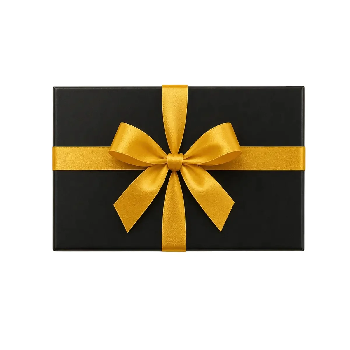 Luxury black caviar gift box with golden ribbon